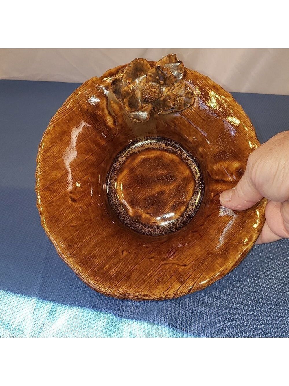 Handmade Pottery Bowl w/Flower